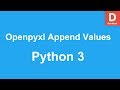 Python 3 Openpyxl Append Values to Excel Spreadsheet