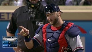 ATL@NYM: Pierzynski throws out Flores on hit-and-run