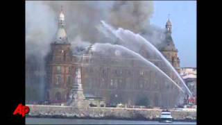 Raw Video: Blaze at Historic Turkish Station