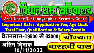 म.प्र. विधानसभा सचिवालय भर्ती || MP Secretariat AG 3, Steno, Security Guard Recruitment 2022