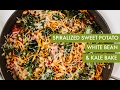 Spiralized Sweet Potato, White Bean and Kale Bake I Spiralizer Recipe