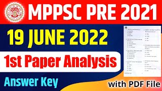 19 JUNE 2022 MPPSC PAPER ANALYSIS | MPPSC PRE 2021 | MPPSC ANSWER KEY 2022 | ROYAL STUDY | MPPSC ANS