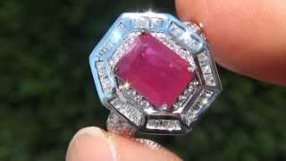 ELEGANT 5.01 Carat Natural Ruby \u0026 Diamond Ring 14K Gold Estate Auction