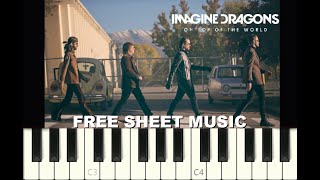 ON TOP OF THE WORLD by Imagine Dragons, Piano Tutorial with FREE Sheet Music (pdf)