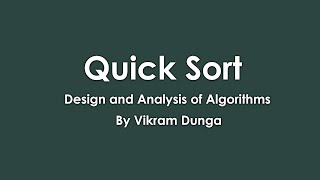 Quick sort Animation | Divide and Conquer algorithm