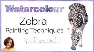 Watercolor Painting Techniques used to paint a Zebra // Beginner watercolor tips