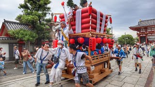 令和6年  大阪市天王寺区  大江神社 夏祭り 宵宮　子供だんじり巡行　四天王寺 出発〜