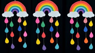 DIY - EASY RAINBOW WALL HANGING WITH PAPER  || PAPER CRAFTS || WALL DECOR IDEAS