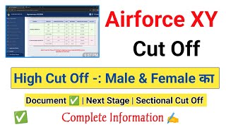 Airforce XY Bharti Result | High Cut Off | Male \u0026 Female Cut Off | Section Wise Cut Off |