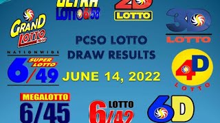 June 14,2022 Pcso Lotto Draw Results P52M Jackpot Prize 6/49 Superlotto #2d #3d #6d #6/42 #6/58