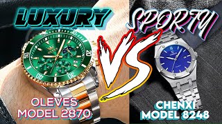 Oleves luxury 12 best features watch no 2870 vs Chanxi Sporty watch no 8248