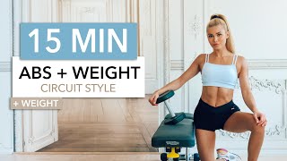 15 MIN ABS + WEIGHT, Circuit Style, Weight Lifting inspired, for extra strong abs I Pamela Reif