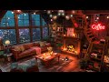 Rainy Jazz Instrumental & Fireplace with cafe☕ Jazz Relaxing Music with Cozy Coffee Shop Ambience