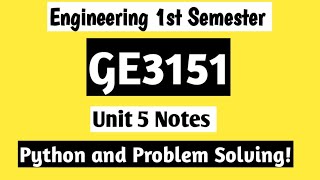 GE3151|Engineering Problem Solving and Python|Unit 5|Notes|#vincentmaths |