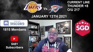 Los Angeles Lakers vs Oklahoma City Thunder 1/13/21 Free NBA Pick and Prediction NBA Betting Tips