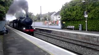 R.P.S.I. Steam train passes through Kilbarrack DART Station, Dublin, Ireland