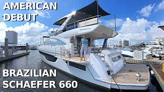 $2.2M+ SCHAEFER 660 Power Yacht Tour & Specs USA Debut FLIBS 2020  Flybridge Motor Yacht Liveaboard