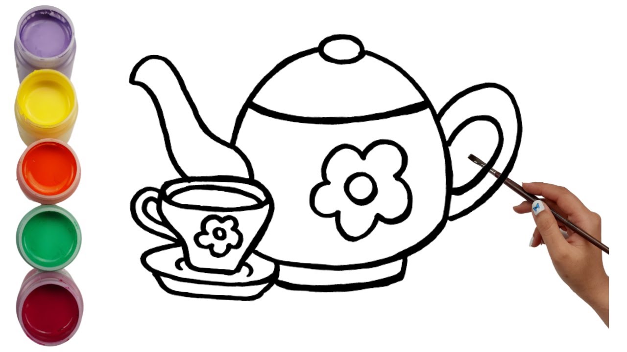 Learn How To Draw Teapot And Cup Easy Step By Step | Preschool ...