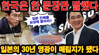 유일한 길은 한국 앞에 무릎을 꿇는 것뿐이다. 한국은 딱 한 문장만 말했다. 일본의 30년 영광이 매립지가 됐다.