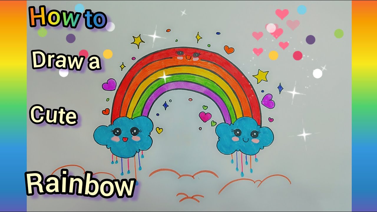 How To Draw A Cute Rainbow With Two Clouds For Kids рџњ Easy Drawing