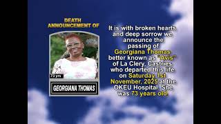 Georgiana Thomas ~ Short Obituary