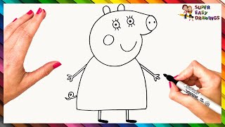 How To Draw Mommy Pig From Peppa Pig Step By Step 🐷🧡 Mommy Pig Drawing Easy
