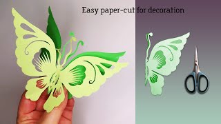 最美立体剪纸《舞动的蝴蝶 》一看就会，剪一对送人很惊艳/Funny paper cutting 3D flying butterfly/kirigami/ paper crafts [DC #113]