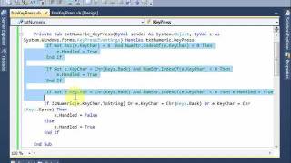 Lecture # 008. KeyPress with IsNumeric