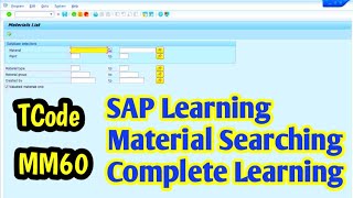 Sap Learning T Code MM60 Complete Learning