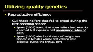 Lecture 16 part 3- Utilizing Quality Genetics for Replacement Heifers