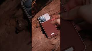 A warm-colored niche custom leather phone case for winter #metal phone case #niche design