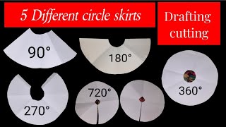 How to cut 90°,180°,270°,360°,720° degree Flare skirt Drafting \u0026 Cutting in telugu with Formula..