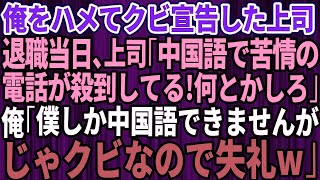 【スカッとする話】俺をハメてクビ宣告したコネ入社の無能上司「仕事もできん無能はクビだｗ」→退職当日、上司「中国語で苦情が殺到してる！何とかしろ」俺「僕しか中国語話せませんが。じゃクビなので失礼