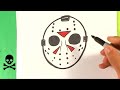 EASY How to Draw JASON MASK - Halloween Stuff