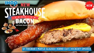IHOP Steakhouse Premium Bacon Burger Review 🤯🥓🍔 Bacon 5X Thicker!