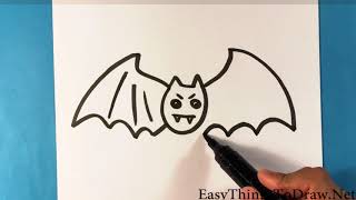 How to Draw a Cute Bat  for Halloween - Halloween Drawings