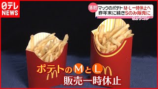 【落胆の声】再びSのみに…マクドナルドのポテト “M･L サイズ” 一時休止へ