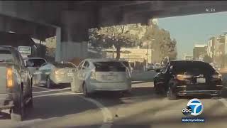 Dashcam video shows robber speed away after smashing driver's rear windshield, stealing bag I ABC7