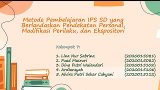 Metode Pembelajaran IPS SD yang Berlandaskan Pendekatan Personal Modifikasi Perilaku dan Ekspositori