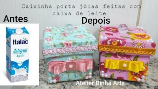 Caixinha porta jóias feita com caixa de leite ♻️