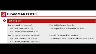 U7.3 GRAMMAR FOCUS. Simple past