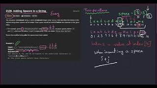 Leetcode 2109 | Adding Spaces to a String | Two Pointers Solution