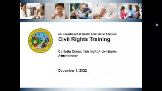 2022 NC DSS Annual Mandated Civil Rights Webinar Training for Contractors and County Social Services