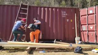 how to cut a hole in a shipping container