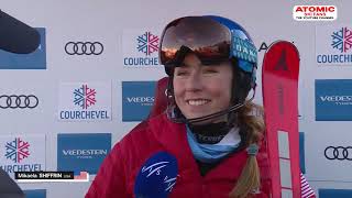 Mikaela Shiffrin 🇺🇲 - short interview before Courchevel night slalom, Jan 30, 2025 #sheskis @atomic