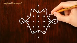 easy 7x1 చుక్కల ముగ్గు | 7x1 dots rangoli easy to learn \u0026 draw @SanghamithraRangoli