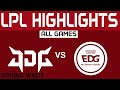 JDG vs EDG Highlights ALL GAMES LPL Spring Split 2024 JD Gaming vs EDward Gaming by Onivia