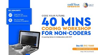 Code Your Future: 40 Mins Coding Workshop for Non-Coders