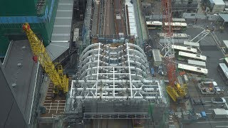 東京メトロ銀座線渋谷駅移設工事の建設状況（2018年10月13日）