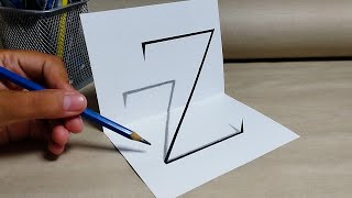 ⭐ Dibujos 3D 👉 Como dibujar LETRAS Z en 3D [Truco de DIBUJO]